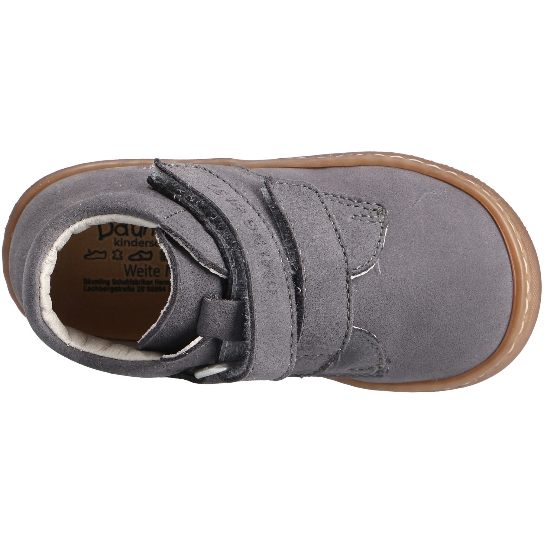 graue lauflernschuhe draufsicht