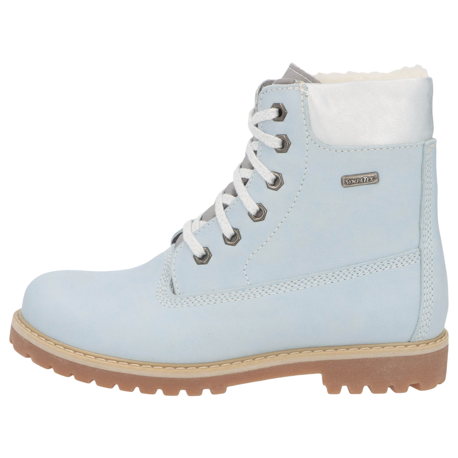 blaue stiefeletten seitenansicht links