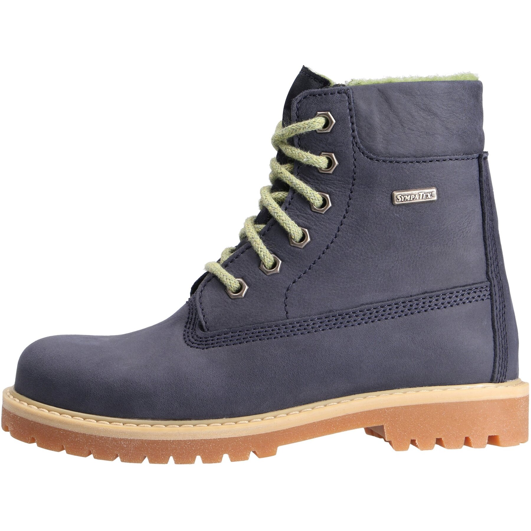 blaue stiefeletten seitenansicht links