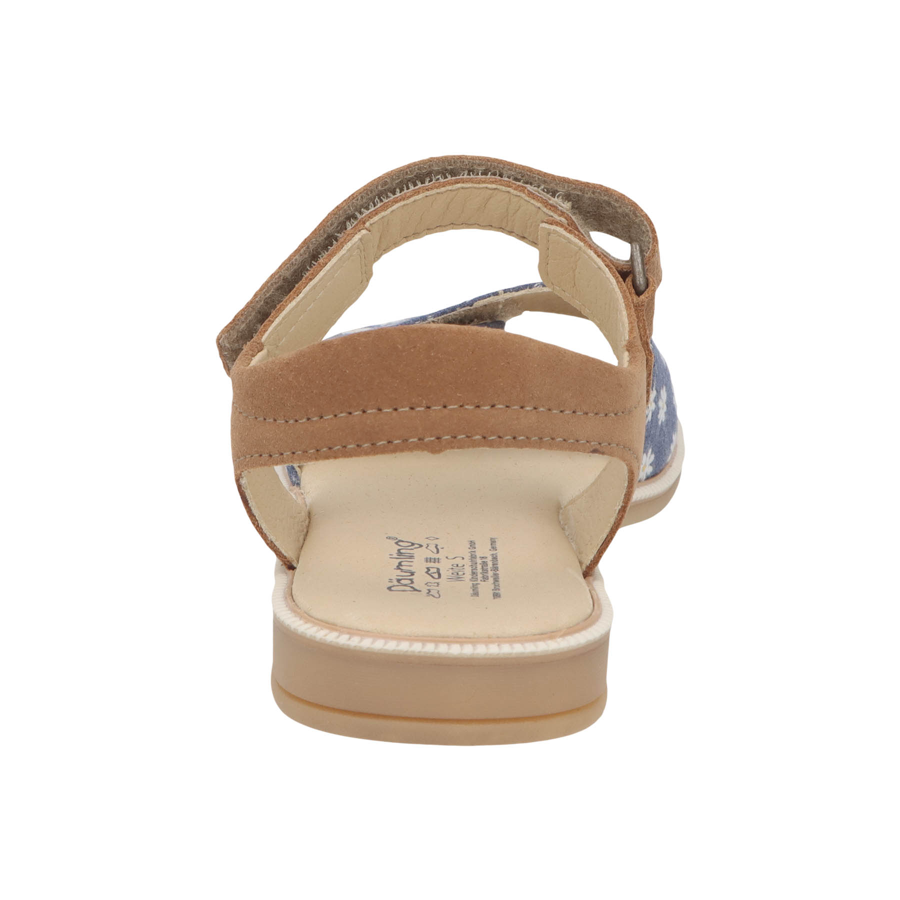 blaue sandale hinteransicht