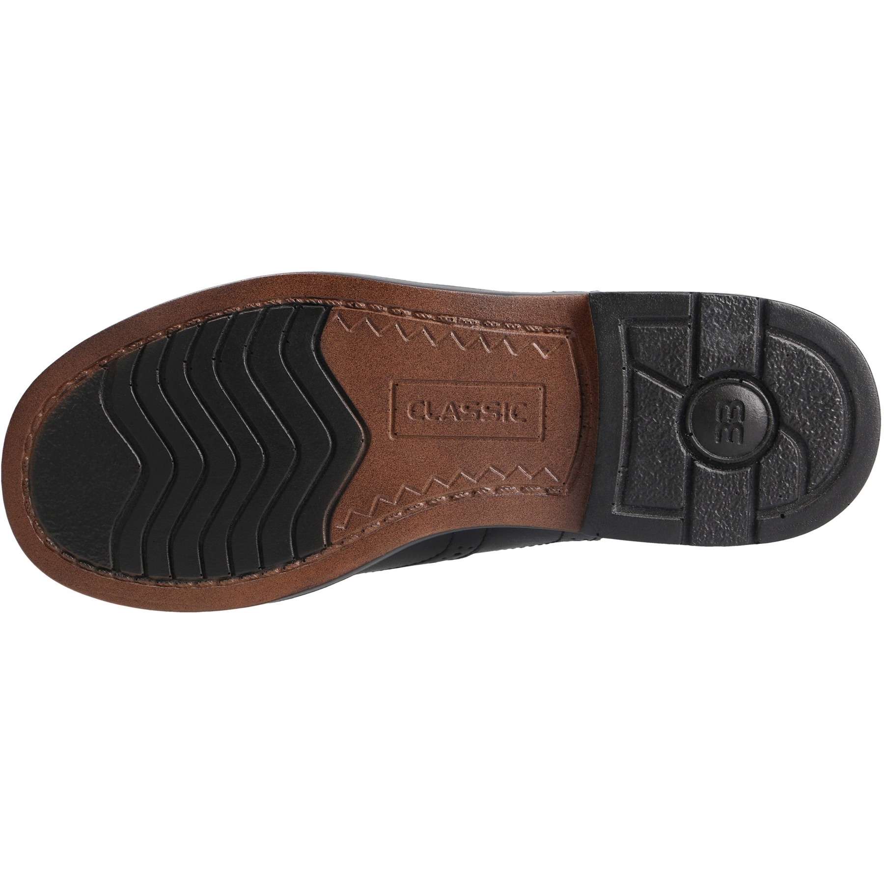 schwarze halbschuh sohlenansicht