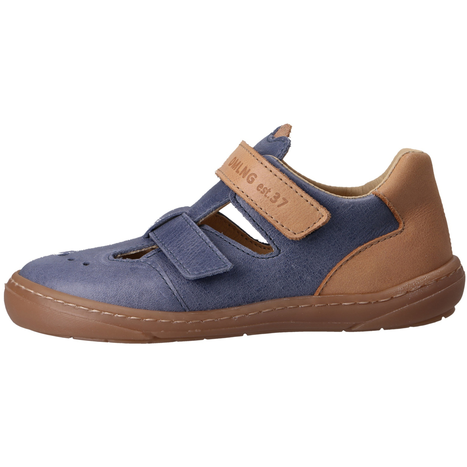 blaue halbschuh seitenansicht links