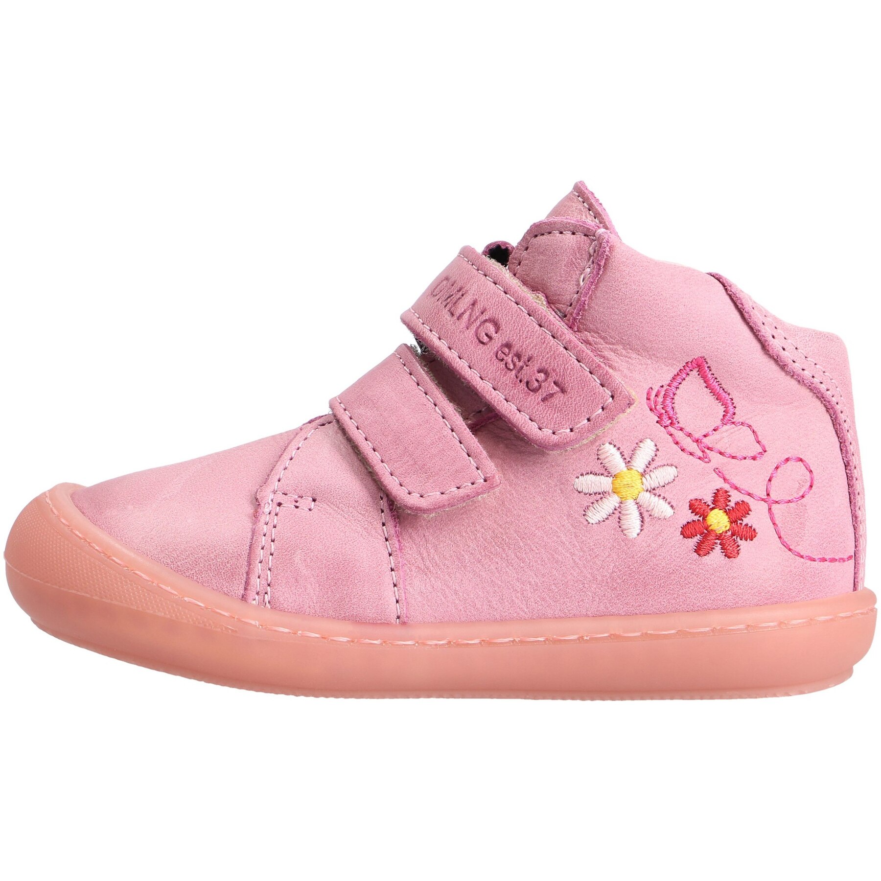 rote lauflernschuhe seitenansicht links