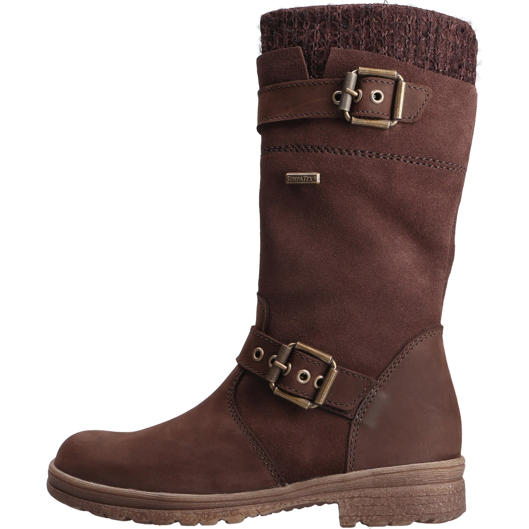 braune stiefel seitenansicht links
