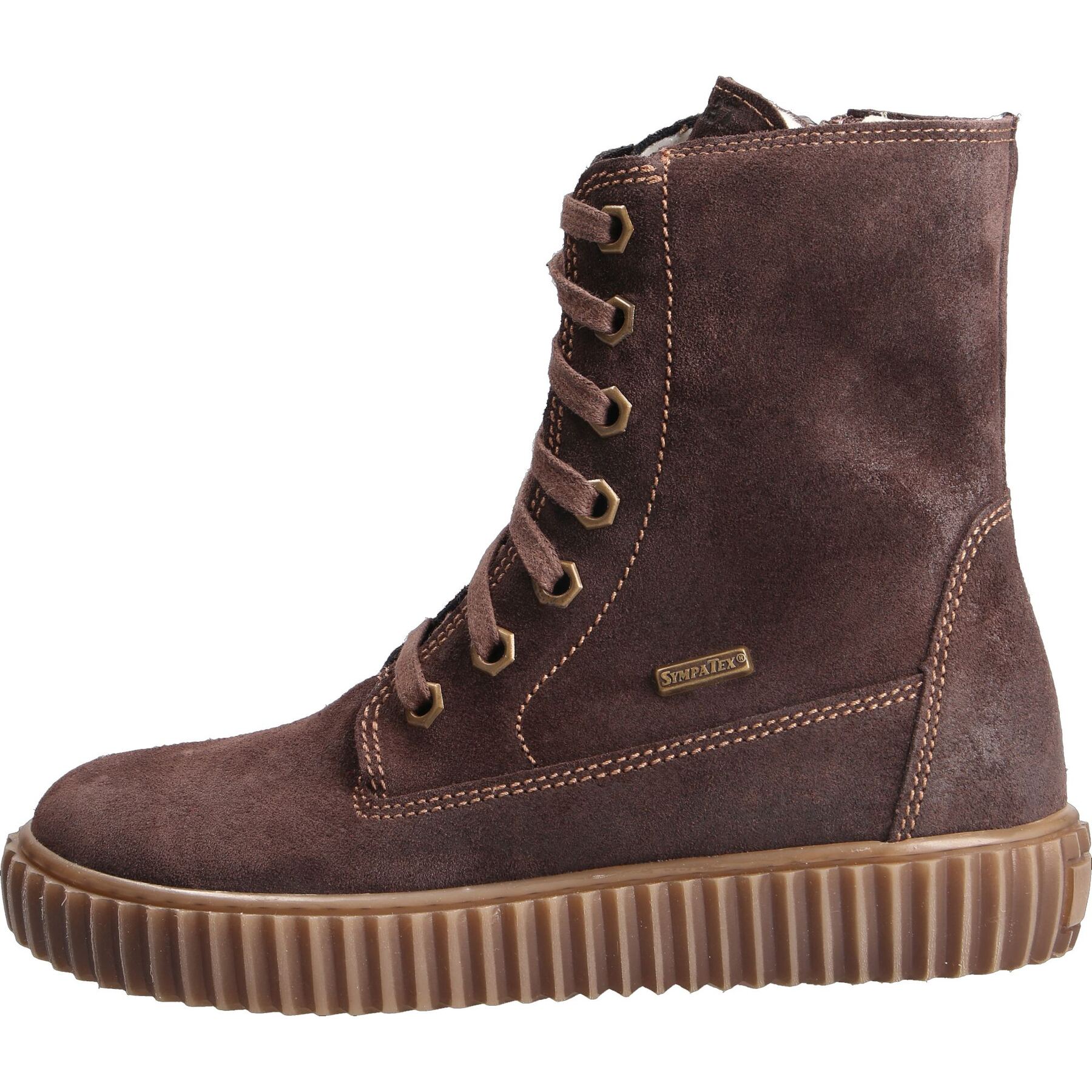 braune stiefel seitenansicht links