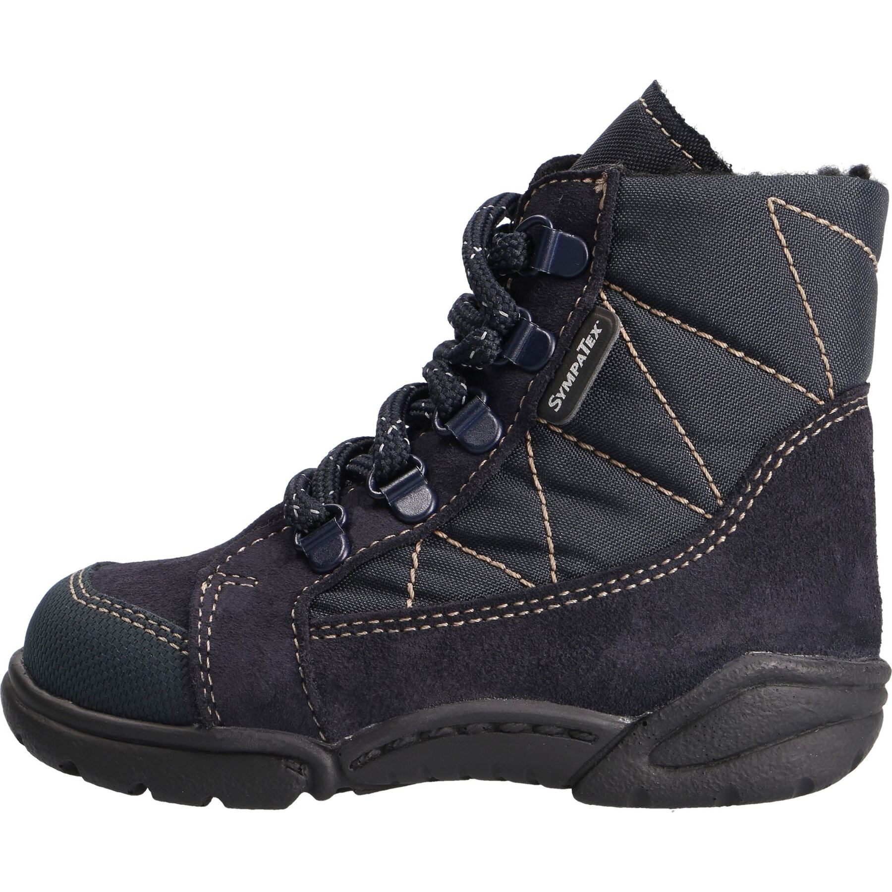 blaue stiefeletten seitenansicht links